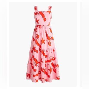 Pink Lobster Print Maxi Dress
